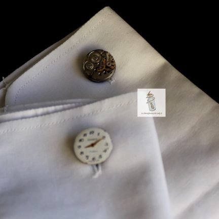 paire de bouton de manchette véritables mécanisme et cadran de montre la manufacture de lady s