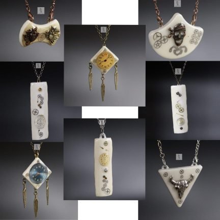 pendentif blanc émaux de Briare la manufacture de Lady S