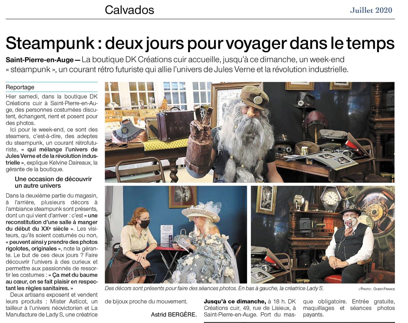 Article Ouest France - juillet 2020